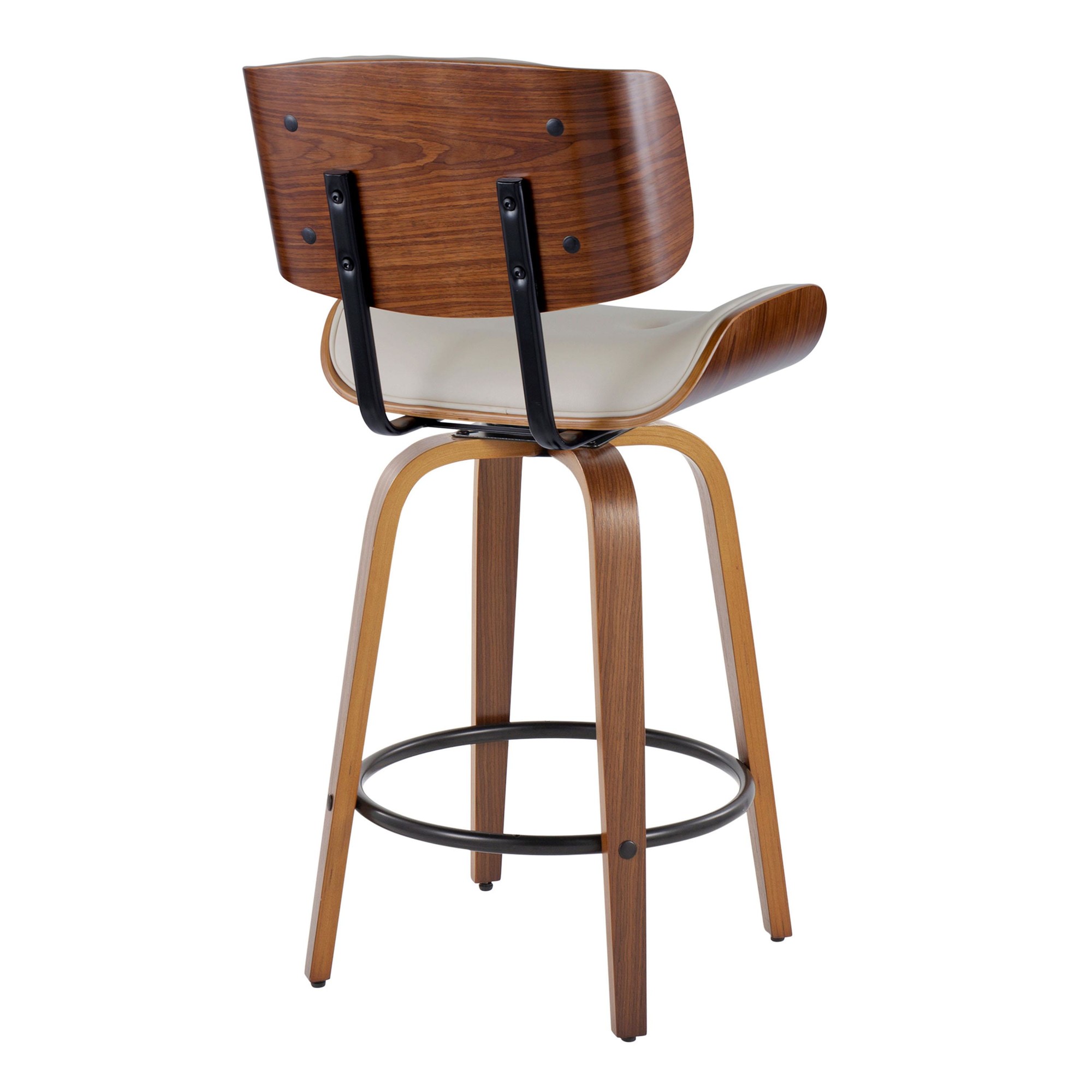 Lombardi 26 Mid-Century Modern Cream Swivel Counter Stools (Set of 2) 6 Lombardi 26 Mid-Century Modern Cream Swivel Counter Stools (Set of 2) - Image 6