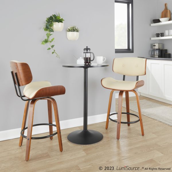 Lombardi 26 Mid Century Modern Cream Swivel Counter Stools Set of 2