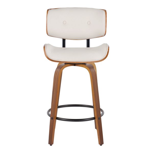 Lombardi 26 Mid Century Modern Cream Swivel Counter Stools Set of 2 7