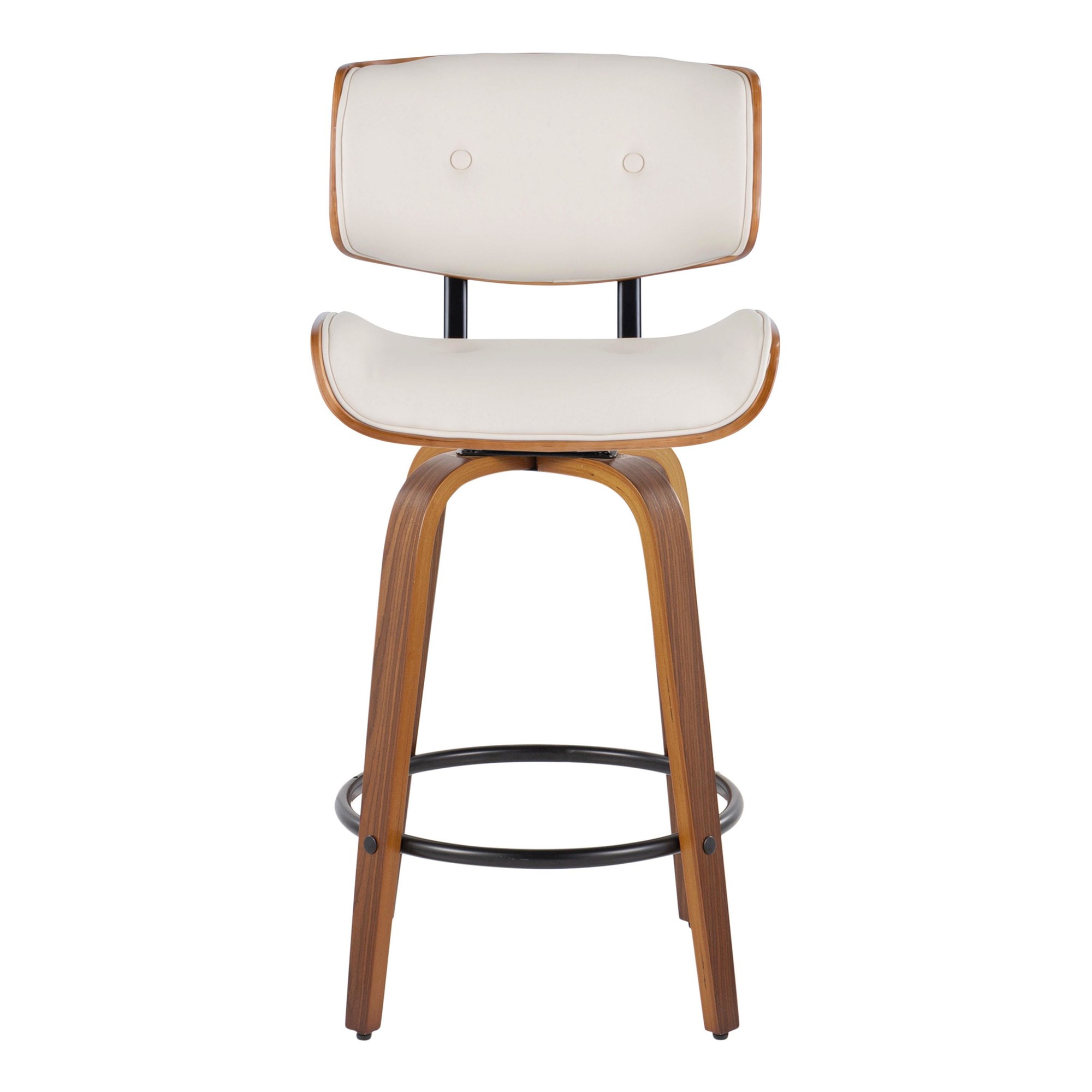 Lombardi 26 Mid-Century Modern Cream Swivel Counter Stools (Set of 2) 8 Lombardi 26 Mid-Century Modern Cream Swivel Counter Stools (Set of 2) - Image 8