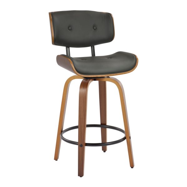 Lombardi 26 Mid Century Modern Grey Swivel Counter Stools Set of 2 3