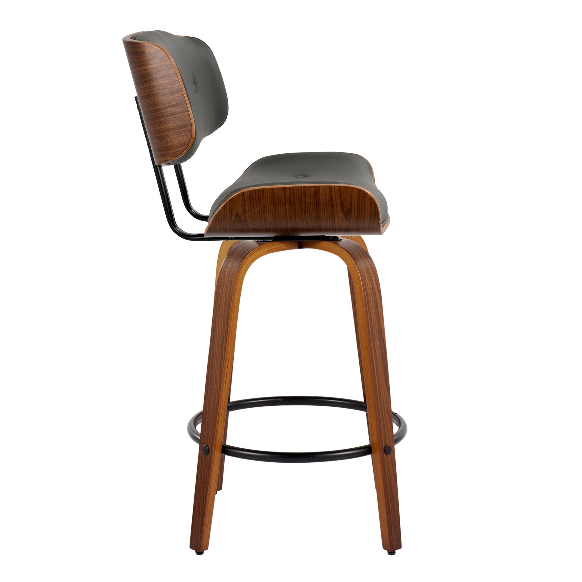 Lombardi 26 Mid-Century Modern Grey Swivel Counter Stools (Set of 2) 5 Lombardi 26 Mid-Century Modern Grey Swivel Counter Stools (Set of 2) - Image 5