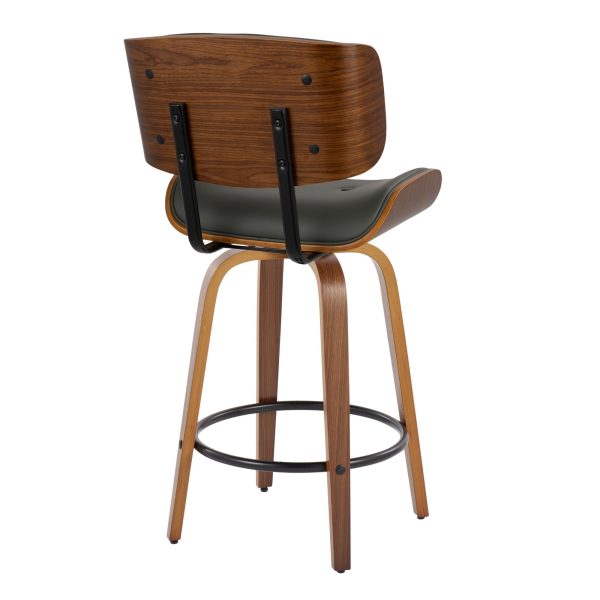 Lombardi 26 Mid Century Modern Grey Swivel Counter Stools Set of 2 5