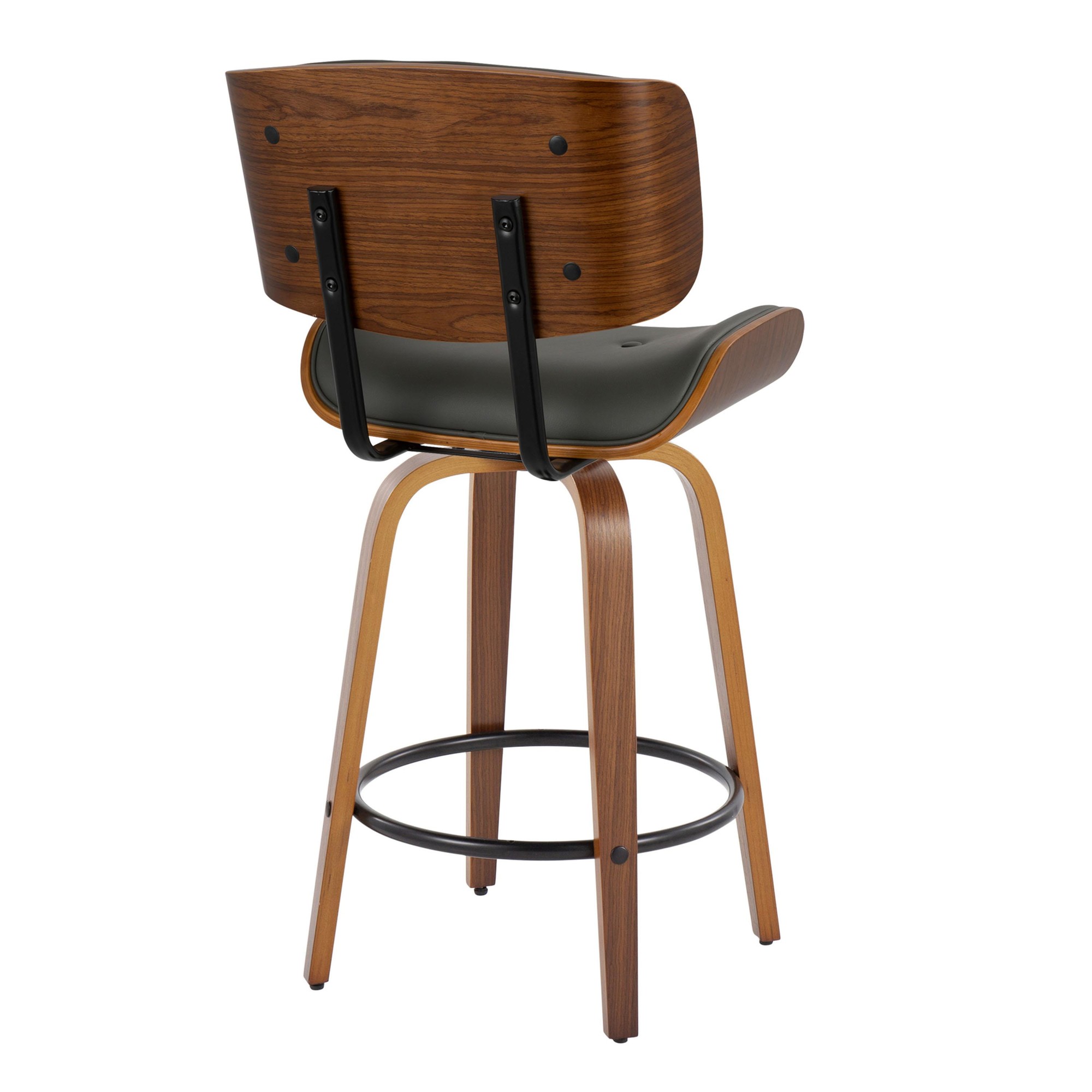 Lombardi 26 Mid-Century Modern Grey Swivel Counter Stools (Set of 2) 6 Lombardi 26 Mid-Century Modern Grey Swivel Counter Stools (Set of 2) - Image 6