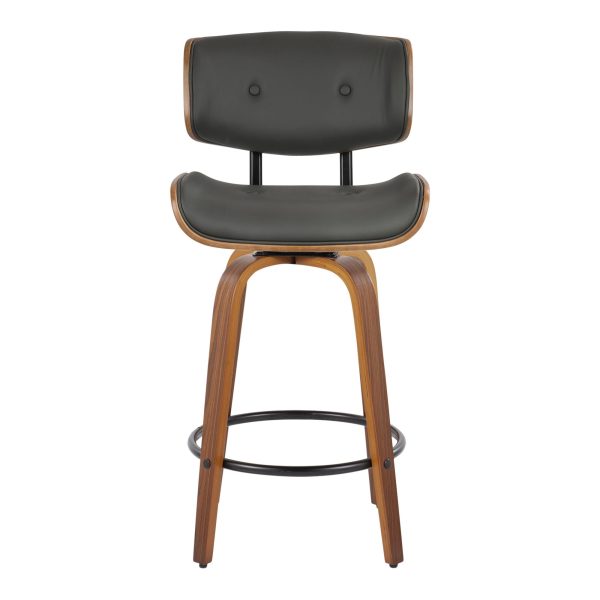 Lombardi 26 Mid Century Modern Grey Swivel Counter Stools Set of 2 7