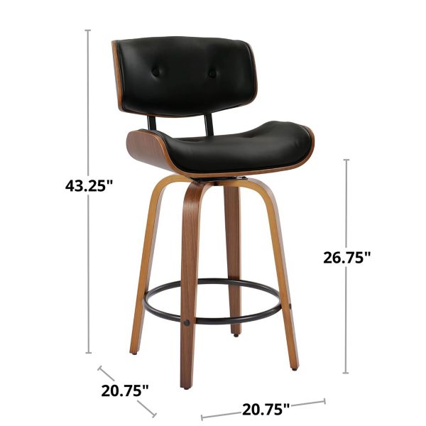 Lombardi 26 Mid Century Modern Grey Swivel Counter Stools Set of 2 8