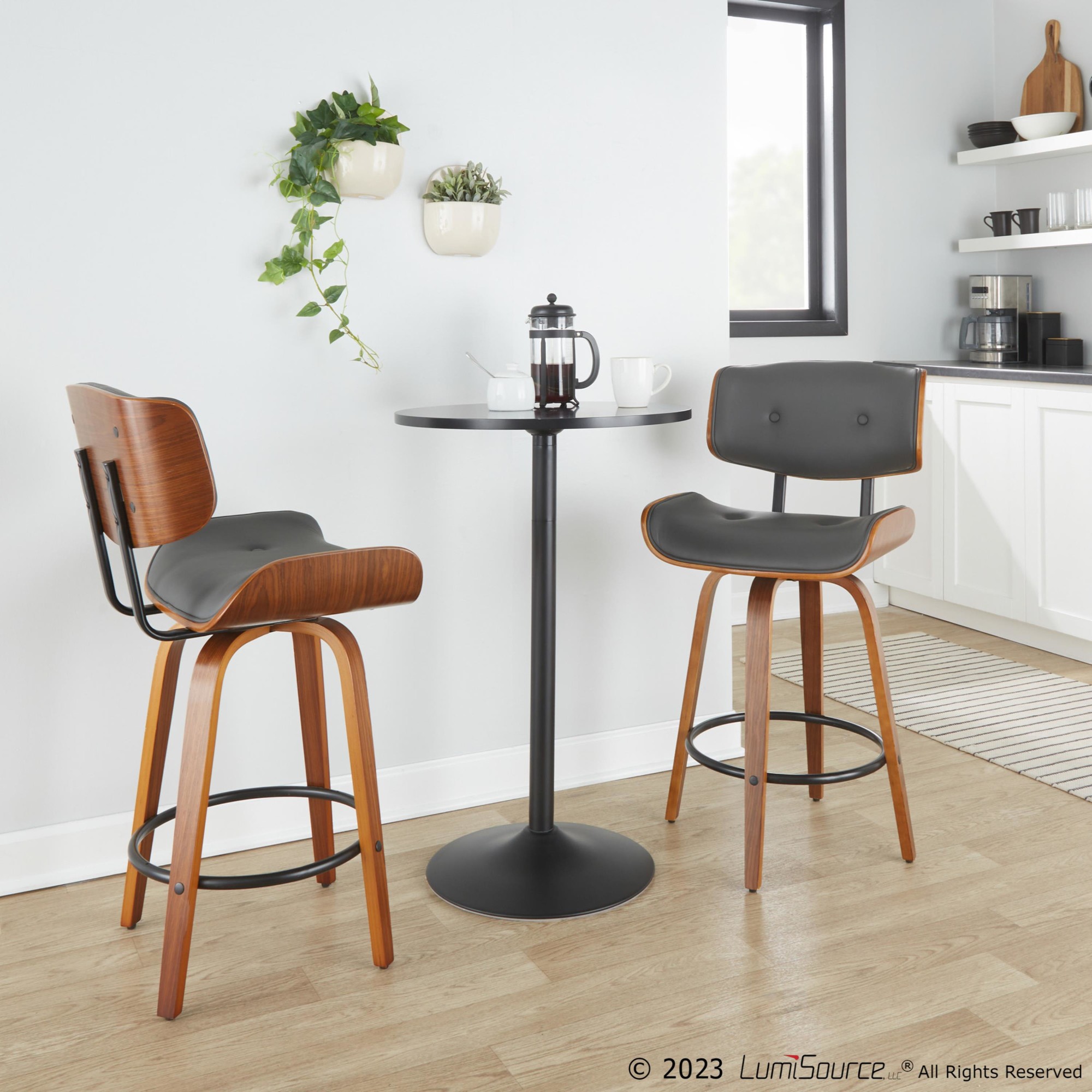 Lombardi 26 Mid-Century Modern Grey Swivel Counter Stools (Set of 2) 1 Lombardi 26 Mid-Century Modern Grey Swivel Counter Stools (Set of 2)