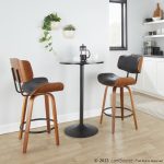 Lombardi 26 Mid-Century Modern Walnut and Black Counter Stools (Set of 2) 11 Lombardi 26 Mid-Century Modern Walnut and Black Counter Stools (Set of 2)