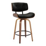 Lombardi 26 Mid-Century Modern Walnut and Black Counter Stools (Set of 2) 13 Lombardi 26 Mid-Century Modern Walnut and Black Counter Stools (Set of 2)