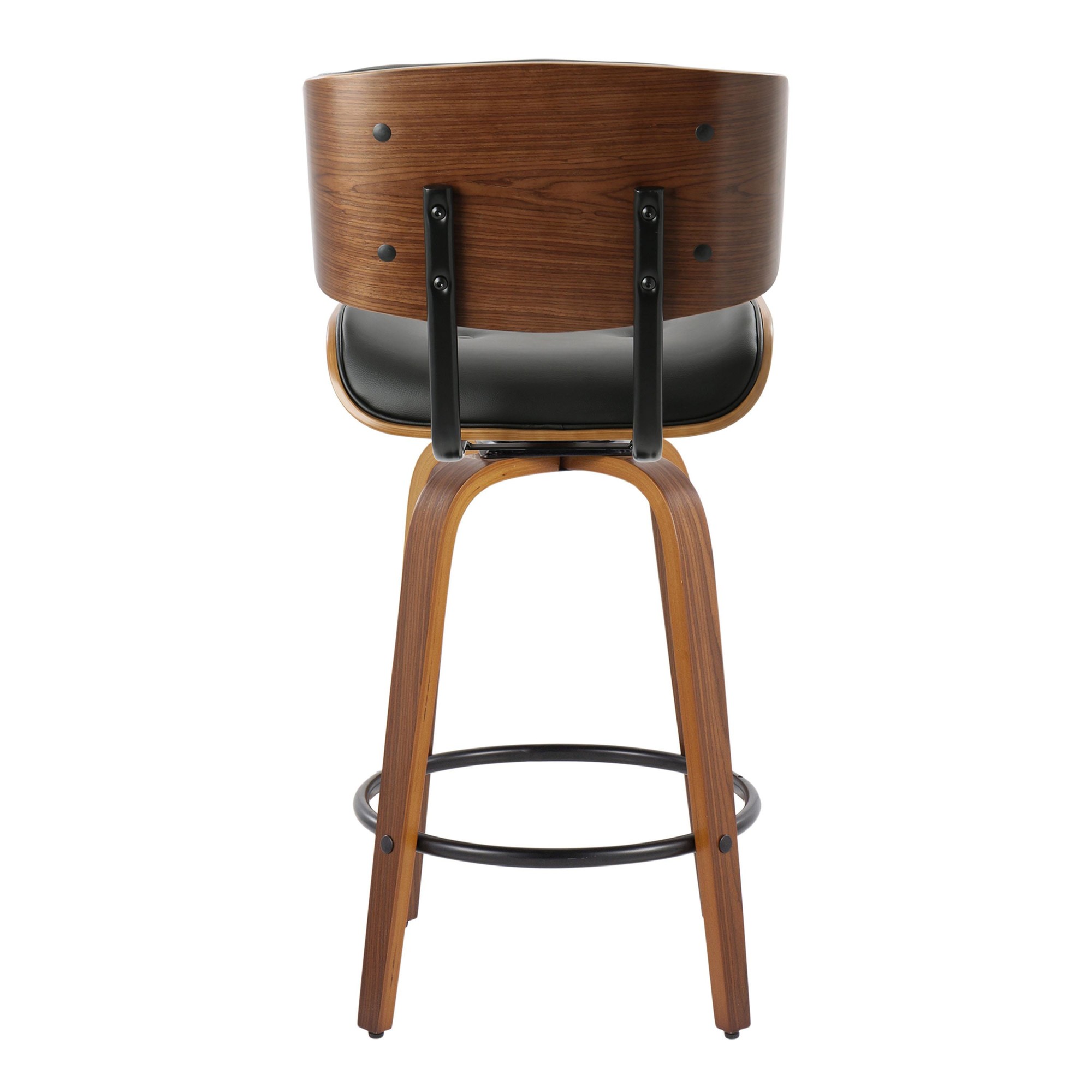 Lombardi 26 Mid-Century Modern Walnut and Black Counter Stools (Set of 2) 7 Lombardi 26 Mid-Century Modern Walnut and Black Counter Stools (Set of 2) - Image 7