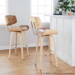 Lombardi 30-Inch Mid-Century Modern Swivel Barstool, Natural Wood (Set of 2) 12 Lombardi 30-Inch Mid-Century Modern Swivel Barstool, Natural Wood (Set of 2)