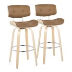 Lombardi 30-Inch Mid-Century Modern Swivel Barstool, Natural Wood (Set of 2) 16 Lombardi 30-Inch Mid-Century Modern Swivel Barstool, Natural Wood (Set of 2)
