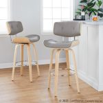 Lombardi 30-Inch Mid-Century Modern Swivel Barstools Natural/Grey (Set of 2) 14 Lombardi 30-Inch Mid-Century Modern Swivel Barstools Natural/Grey (Set of 2)