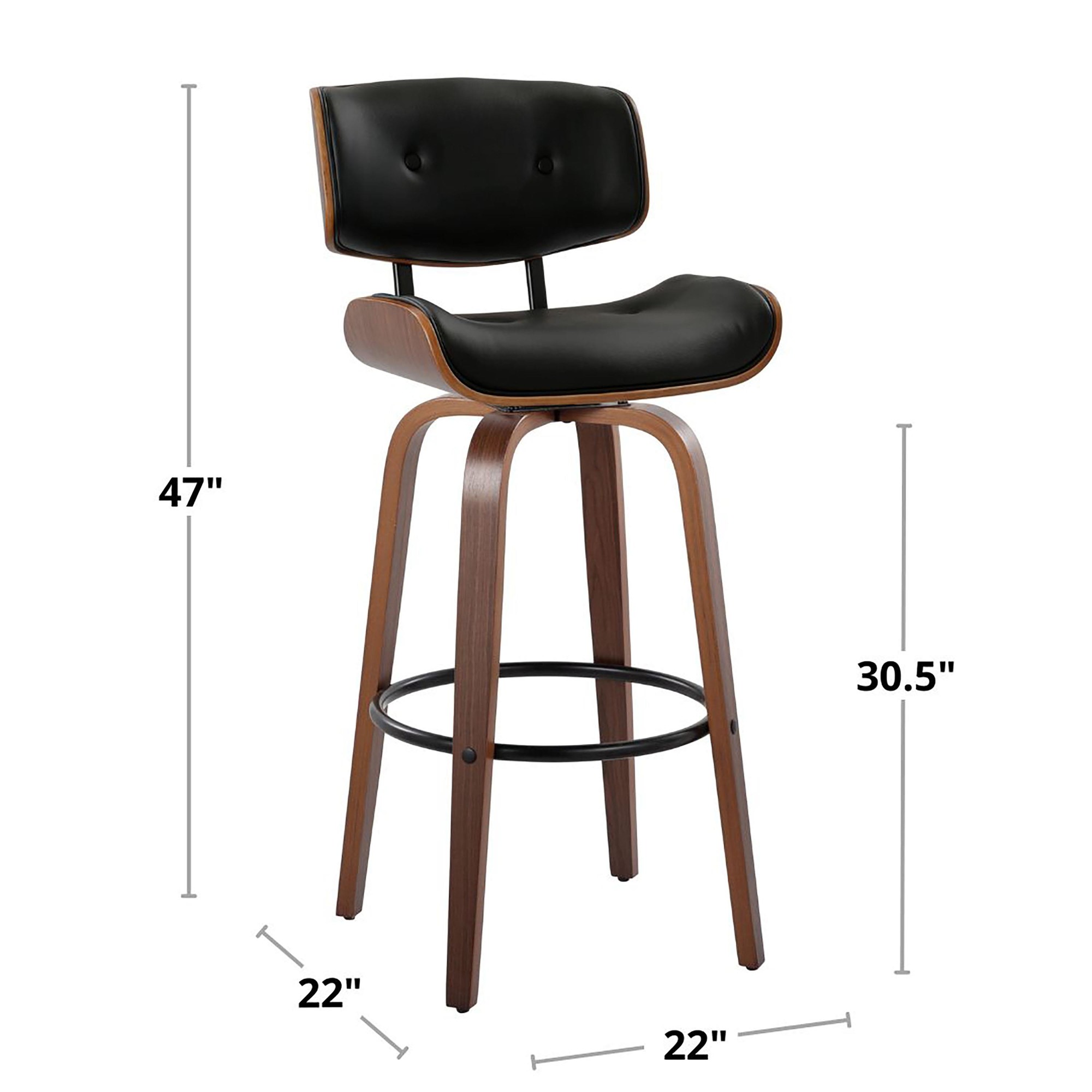 Lombardi 30-Inch Mid-Century Modern Swivel Barstools Natural/Grey (Set of 2) 11 Lombardi 30-Inch Mid-Century Modern Swivel Barstools Natural/Grey (Set of 2) - Image 11