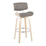 Lombardi 30-Inch Mid-Century Modern Swivel Barstools Natural/Grey (Set of 2) 17 Lombardi 30-Inch Mid-Century Modern Swivel Barstools Natural/Grey (Set of 2)