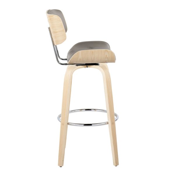Lombardi 30 Inch Mid Century Modern Swivel Barstools NaturalGrey Set of 2 5