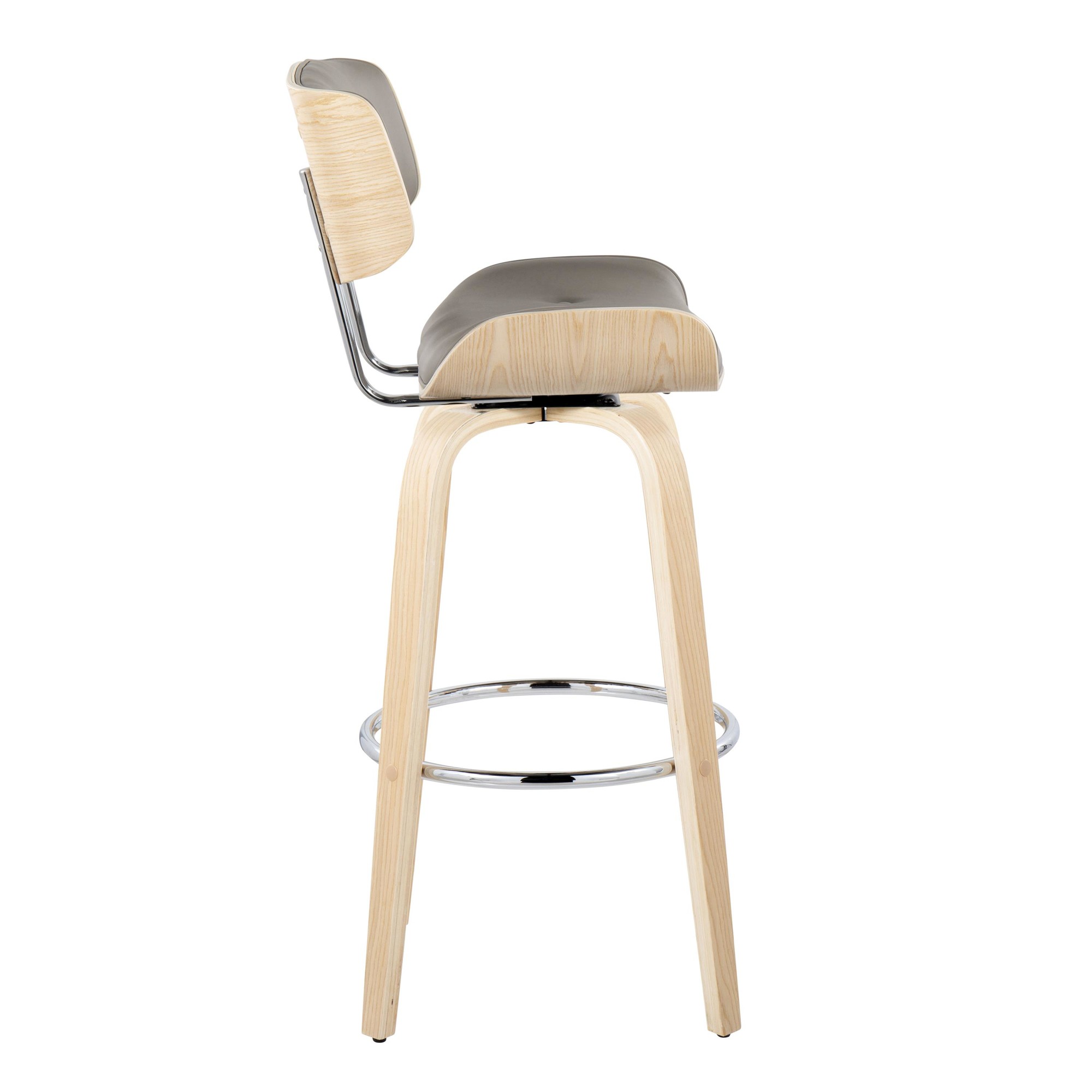 Lombardi 30-Inch Mid-Century Modern Swivel Barstools Natural/Grey (Set of 2) 6 Lombardi 30-Inch Mid-Century Modern Swivel Barstools Natural/Grey (Set of 2) - Image 6