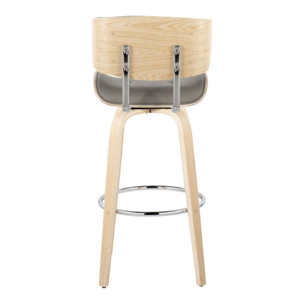 Lombardi 30 Inch Mid Century Modern Swivel Barstools NaturalGrey Set of 2 7