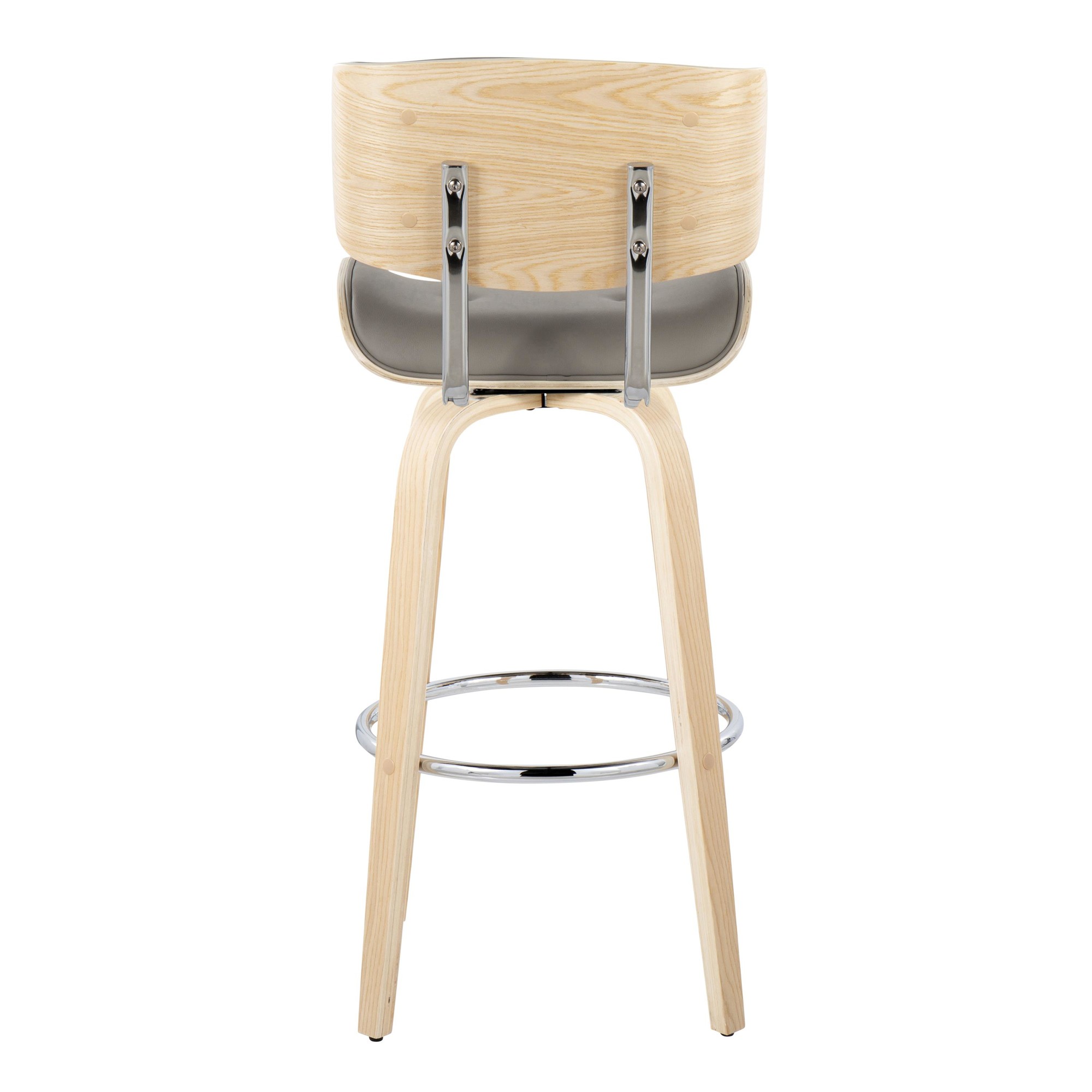 Lombardi 30-Inch Mid-Century Modern Swivel Barstools Natural/Grey (Set of 2) 8 Lombardi 30-Inch Mid-Century Modern Swivel Barstools Natural/Grey (Set of 2) - Image 8