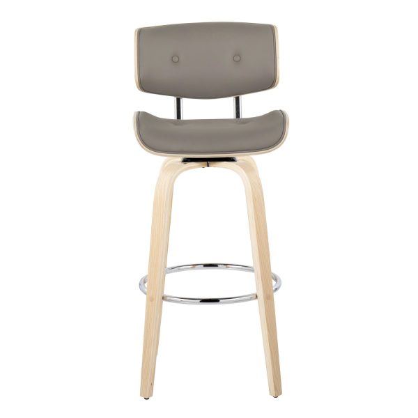 Lombardi 30 Inch Mid Century Modern Swivel Barstools NaturalGrey Set of 2 8