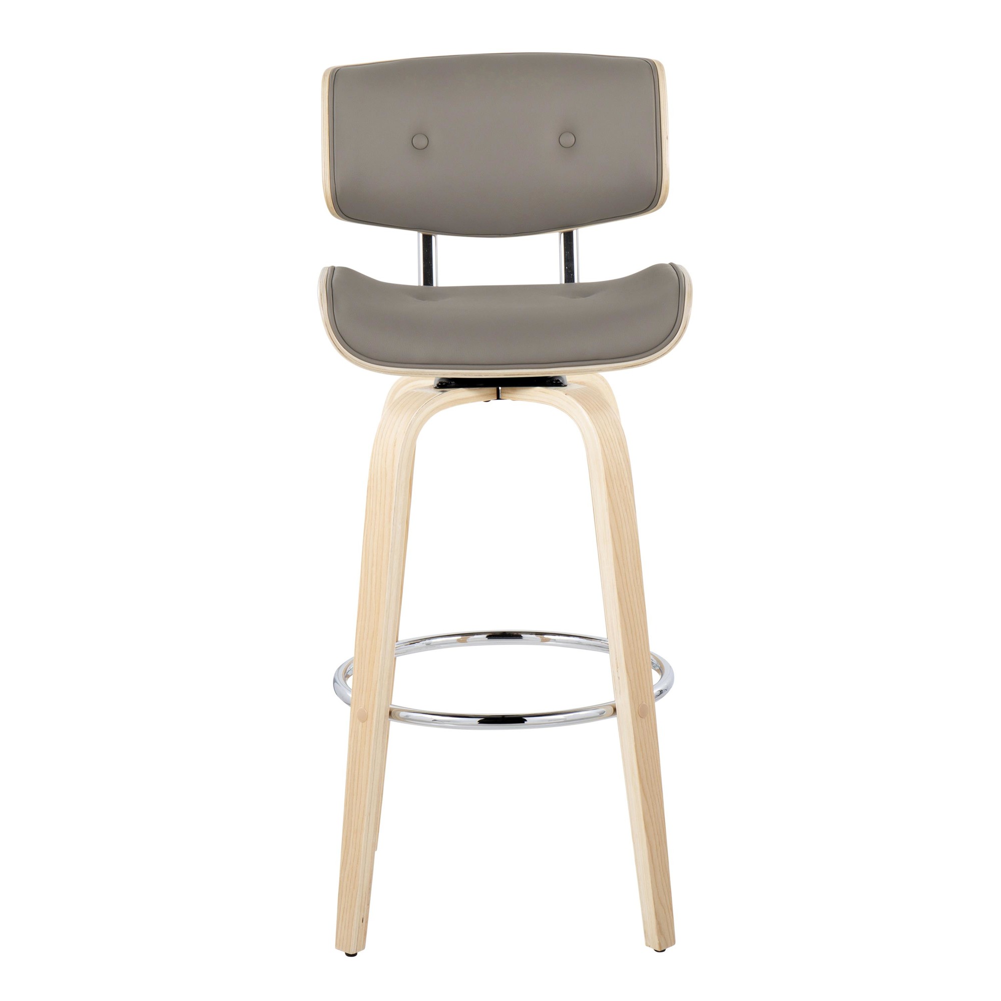Lombardi 30-Inch Mid-Century Modern Swivel Barstools Natural/Grey (Set of 2) 9 Lombardi 30-Inch Mid-Century Modern Swivel Barstools Natural/Grey (Set of 2) - Image 9