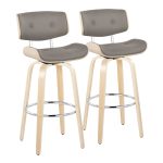 Lombardi 30-Inch Mid-Century Modern Swivel Barstools Natural/Grey (Set of 2) 22 Lombardi 30-Inch Mid-Century Modern Swivel Barstools Natural/Grey (Set of 2)