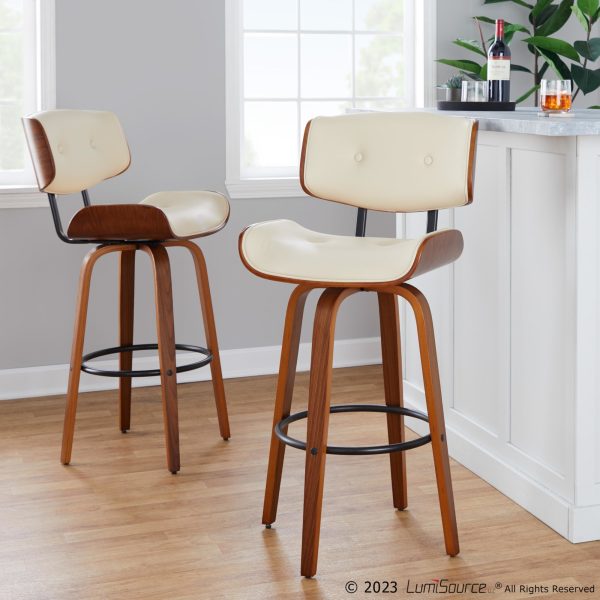 Lombardi 30 Mid Century Cream Swivel Barstools Set of 2 3