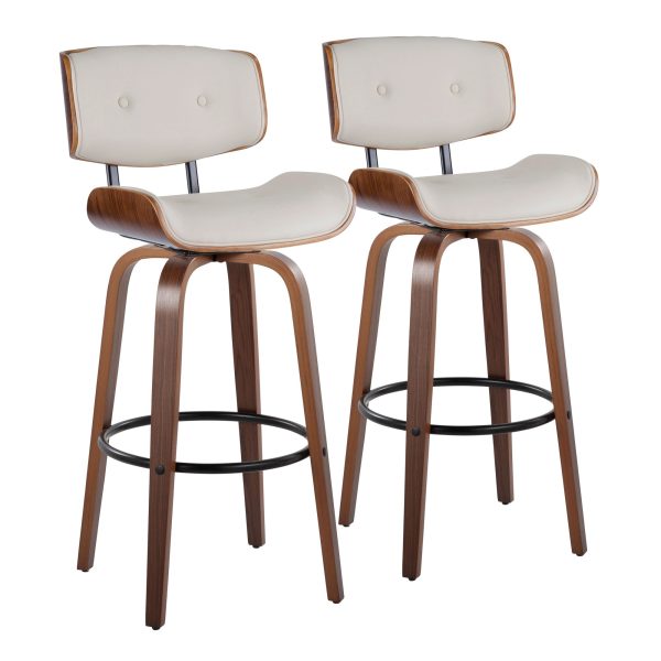 Lombardi 30 Mid Century Cream Swivel Barstools Set of 2 4