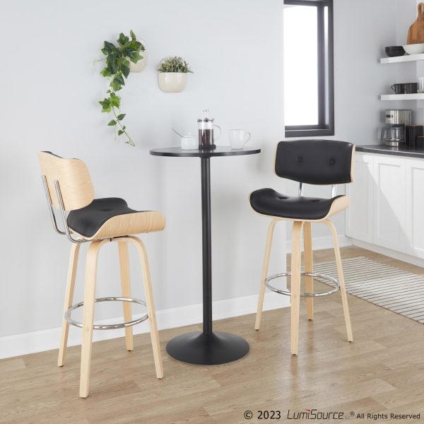 Lombardi 30 Mid Century Modern Black Barstools Set of 2 2