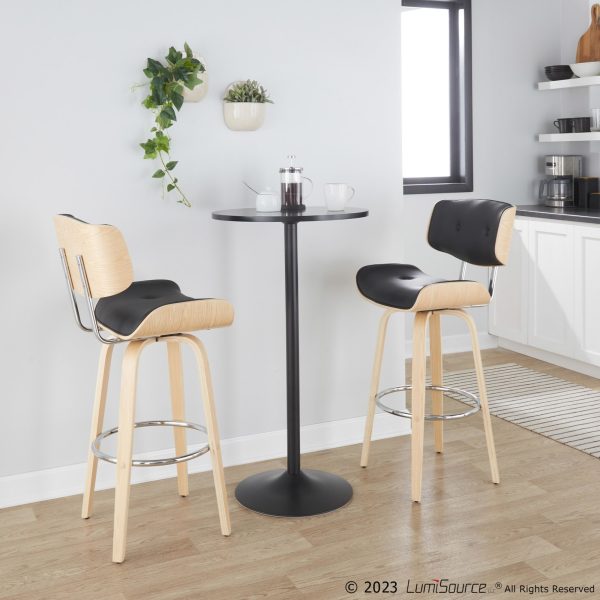Lombardi 30 Mid Century Modern Black Barstools Set of 2 3