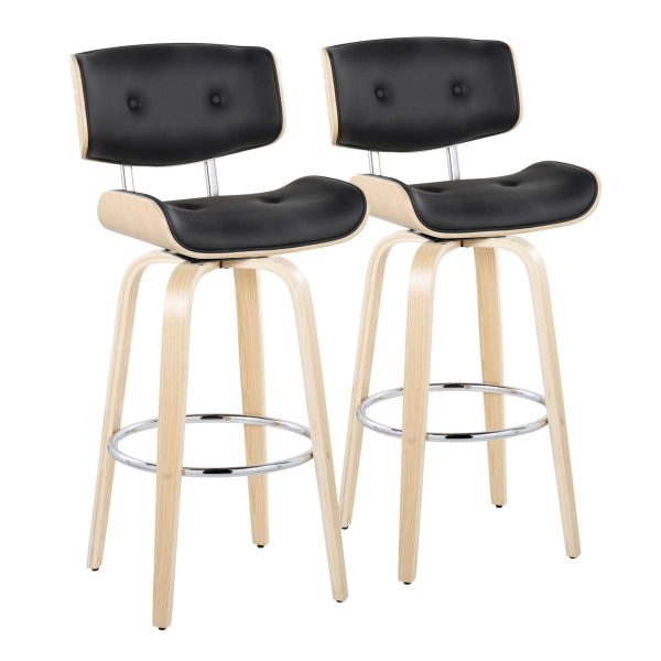 Lombardi 30 Mid Century Modern Black Barstools Set of 2 4