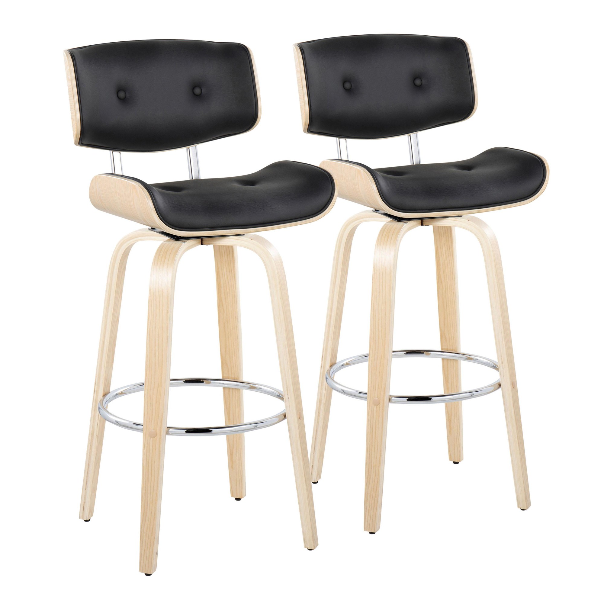 Lombardi 30" Mid-Century Modern Black Barstools (Set of 2) 5 Lombardi 30" Mid-Century Modern Black Barstools (Set of 2) - Image 5