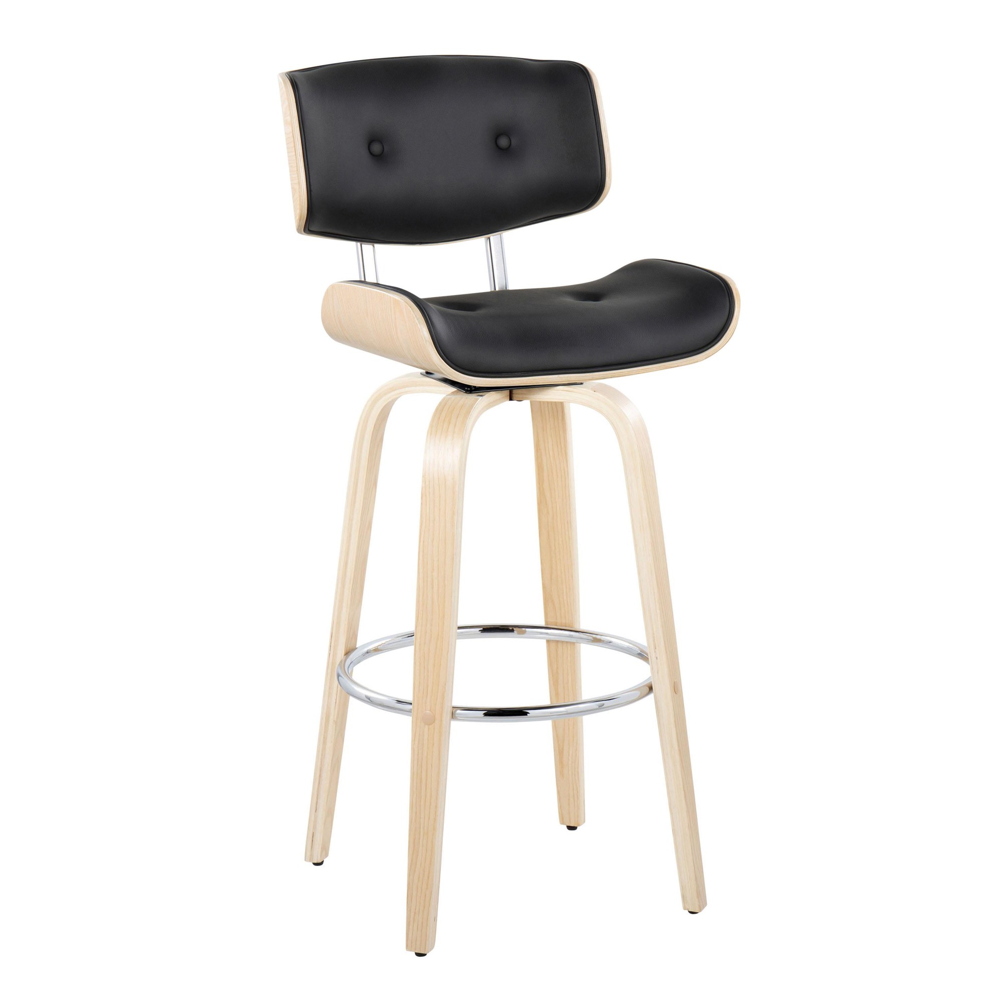 Lombardi 30" Mid-Century Modern Black Barstools (Set of 2) 6 Lombardi 30" Mid-Century Modern Black Barstools (Set of 2) - Image 6