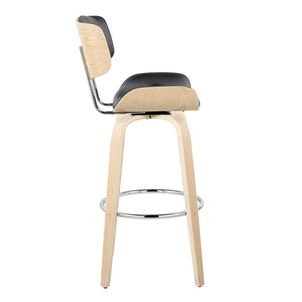 Lombardi 30 Mid Century Modern Black Barstools Set of 2 6