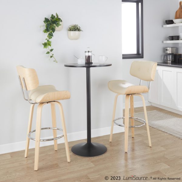 Lombardi 30 Mid Century Modern Cream Swivel Barstool Set of 2 2