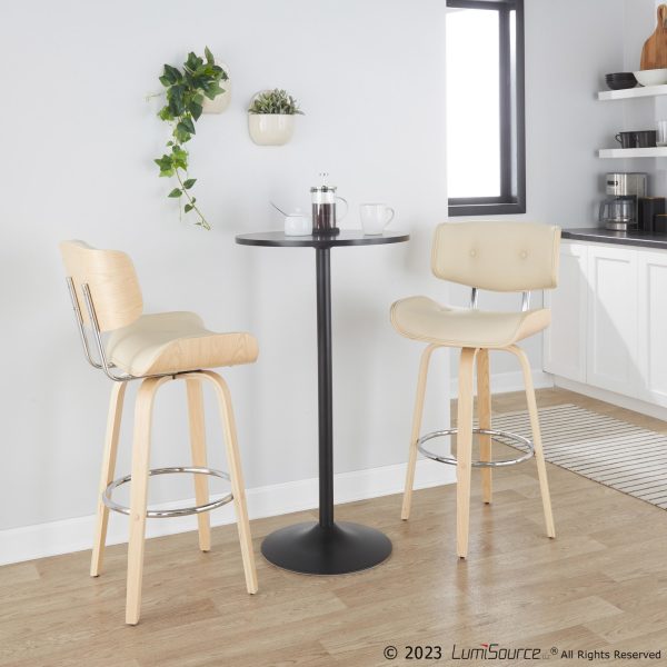 Lombardi 30 Mid Century Modern Cream Swivel Barstool Set of 2 3