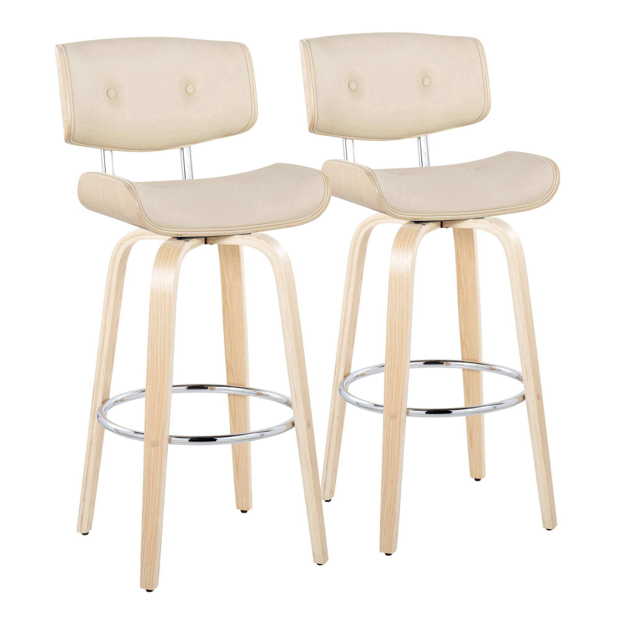 Lombardi 30 Mid-Century Modern Cream Swivel Barstool (Set of 2) 5 Lombardi 30 Mid-Century Modern Cream Swivel Barstool (Set of 2) - Image 5
