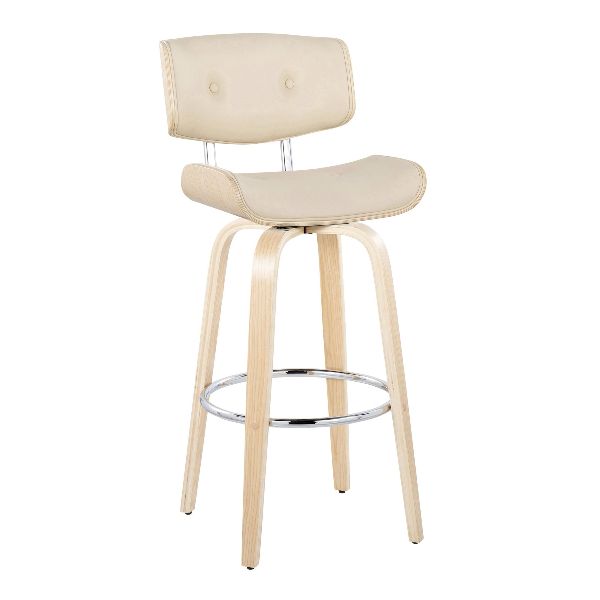 Lombardi 30 Mid-Century Modern Cream Swivel Barstool (Set of 2) 6 Lombardi 30 Mid-Century Modern Cream Swivel Barstool (Set of 2) - Image 6