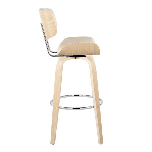 Lombardi 30 Mid Century Modern Cream Swivel Barstool Set of 2 6