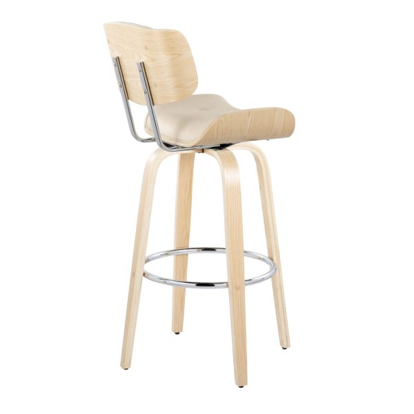 Lombardi 30 Mid Century Modern Cream Swivel Barstool Set of 2 7