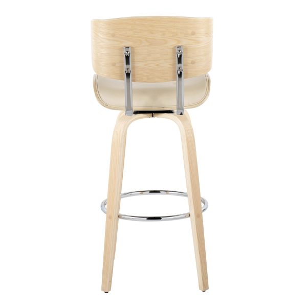 Lombardi 30 Mid Century Modern Cream Swivel Barstool Set of 2 8