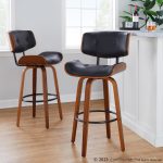 Lombardi 30 Mid-Century Modern Walnut Swivel Barstools (Set of 2) 15 Lombardi 30 Mid-Century Modern Walnut Swivel Barstools (Set of 2)