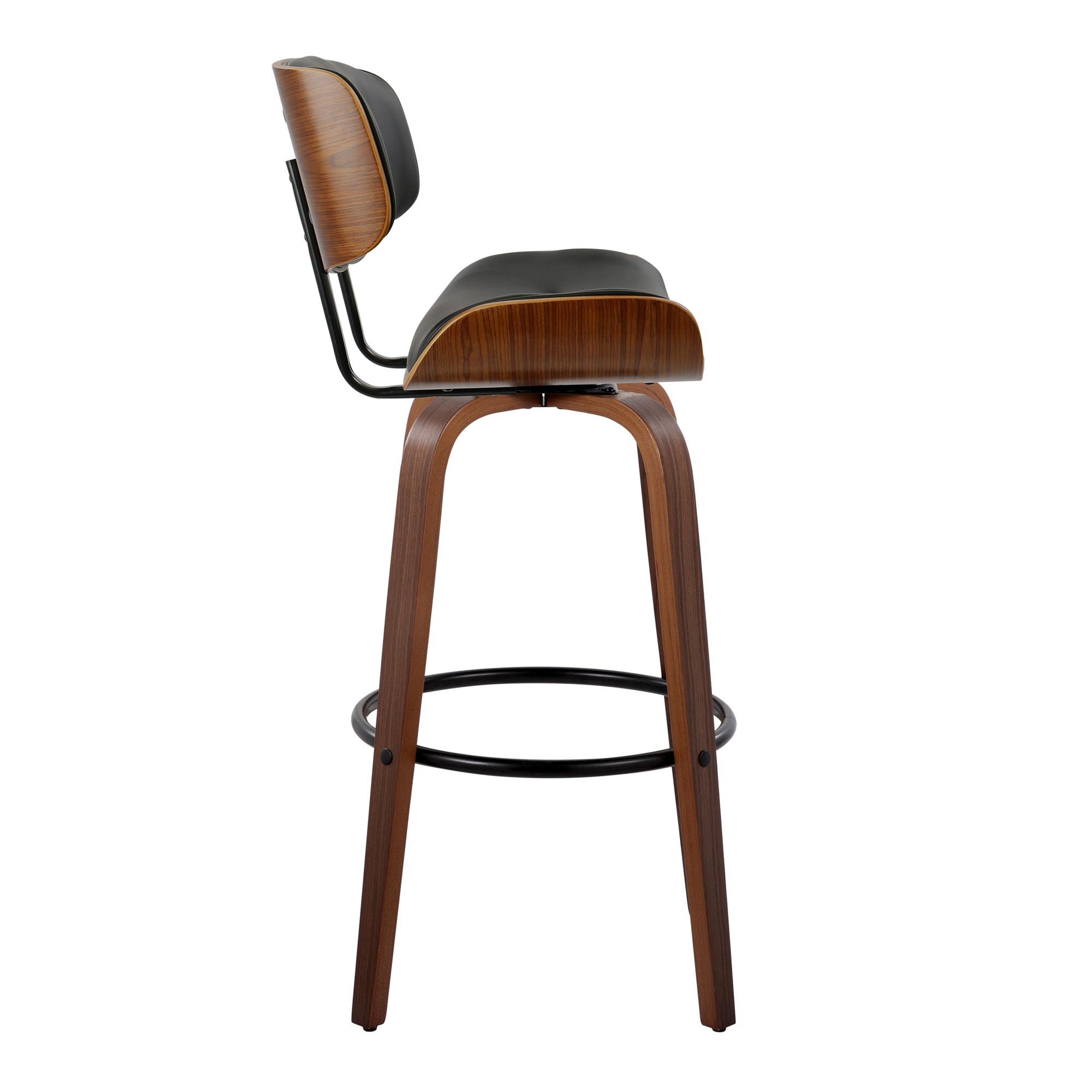 Lombardi 30 Mid-Century Modern Walnut Swivel Barstools (Set of 2) 7 Lombardi 30 Mid-Century Modern Walnut Swivel Barstools (Set of 2) - Image 7