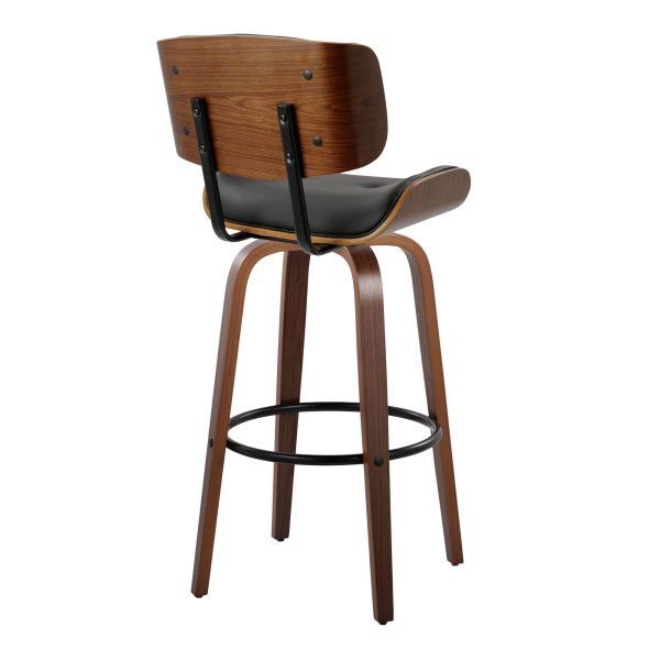 Lombardi 30 Mid Century Modern Walnut Swivel Barstools Set of 2 7