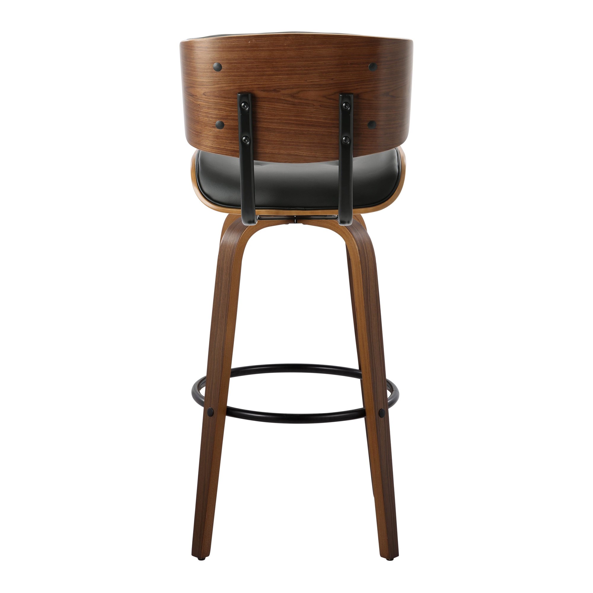Lombardi 30 Mid-Century Modern Walnut Swivel Barstools (Set of 2) 9 Lombardi 30 Mid-Century Modern Walnut Swivel Barstools (Set of 2) - Image 9