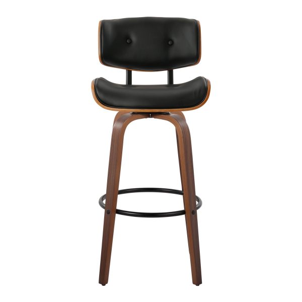 Lombardi 30 Mid Century Modern Walnut Swivel Barstools Set of 2 9