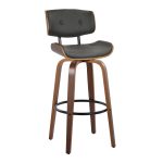 Lombardi 30 Mid-Century Modern Walnut and Grey Barstools (Set of 2) 17 Lombardi 30 Mid-Century Modern Walnut and Grey Barstools (Set of 2)