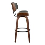 Lombardi 30 Mid-Century Modern Walnut and Grey Barstools (Set of 2) 18 Lombardi 30 Mid-Century Modern Walnut and Grey Barstools (Set of 2)