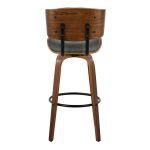 Lombardi 30 Mid-Century Modern Walnut and Grey Barstools (Set of 2) 20 Lombardi 30 Mid-Century Modern Walnut and Grey Barstools (Set of 2)