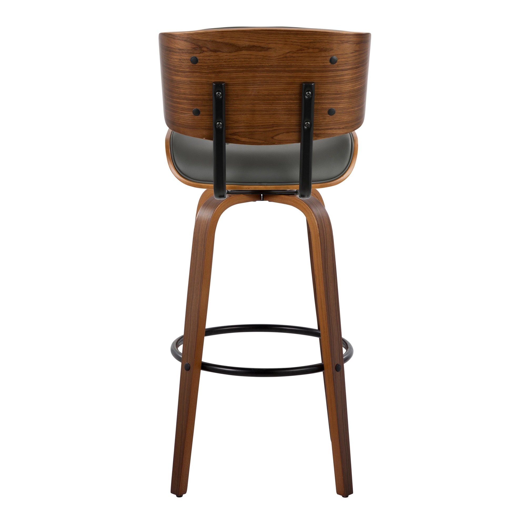 Lombardi 30 Mid-Century Modern Walnut and Grey Barstools (Set of 2) 9 Lombardi 30 Mid-Century Modern Walnut and Grey Barstools (Set of 2) - Image 9